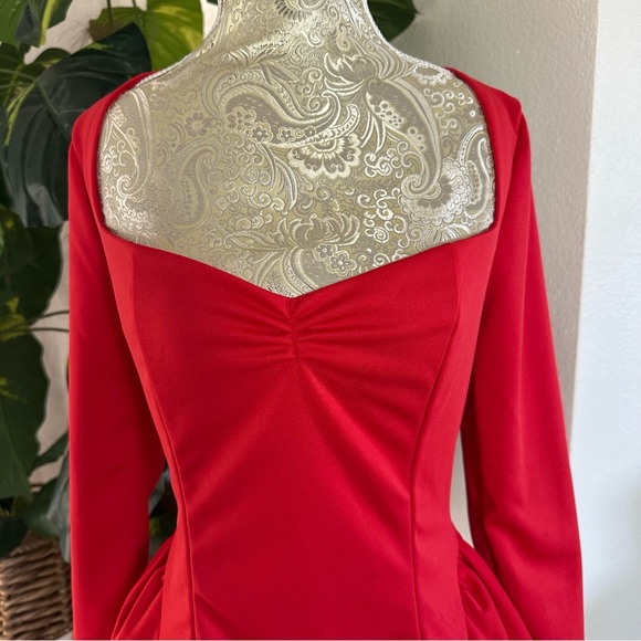 NWT Stretch Sexy Red Long Sleeve Puff Mini Party Dress Holiday Cocktails Size XL - Picture 3 of 7